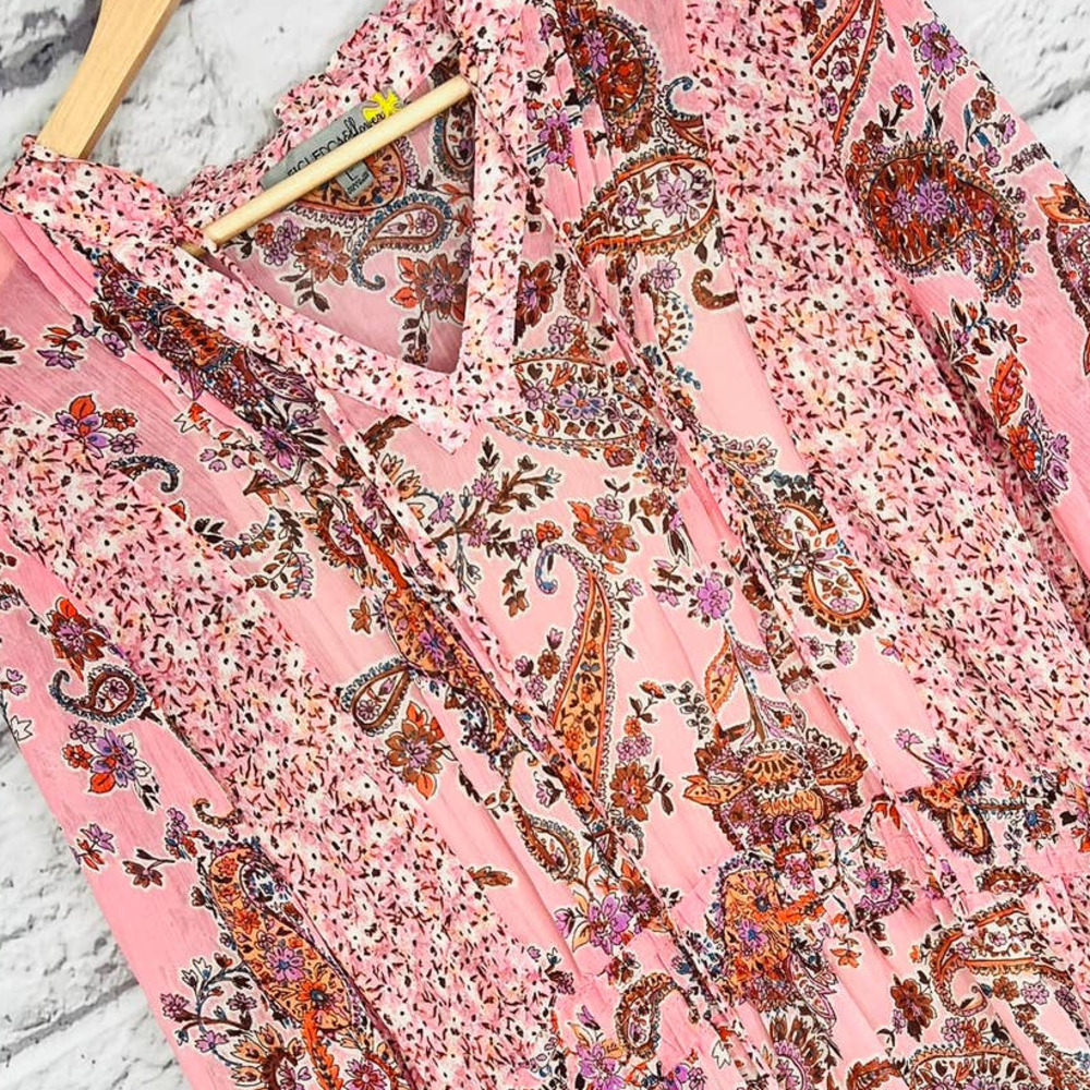 Anthropologie FIGUEROA & FLOWER Women's L Patchwork Floral Midi Scarf Hem Dress